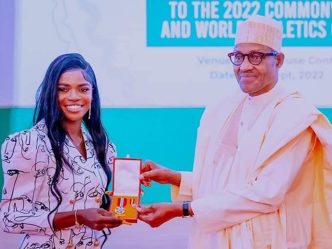 Buhari rewards Amusan, Brume, others with national honours and cash